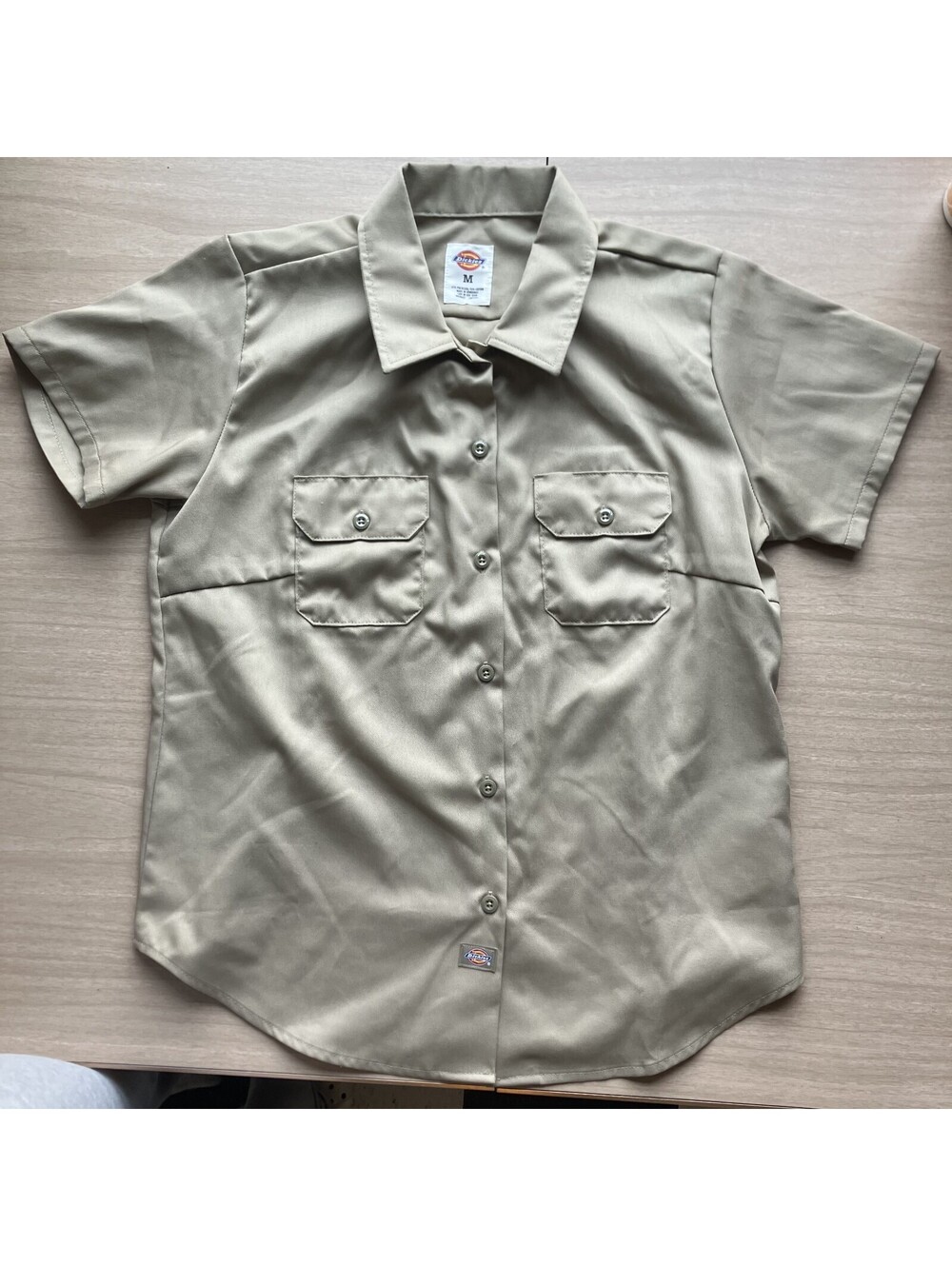 Normcore Dickies Mens Shirt Workwear Utility Khaki Button Up Short Sleeve Medium